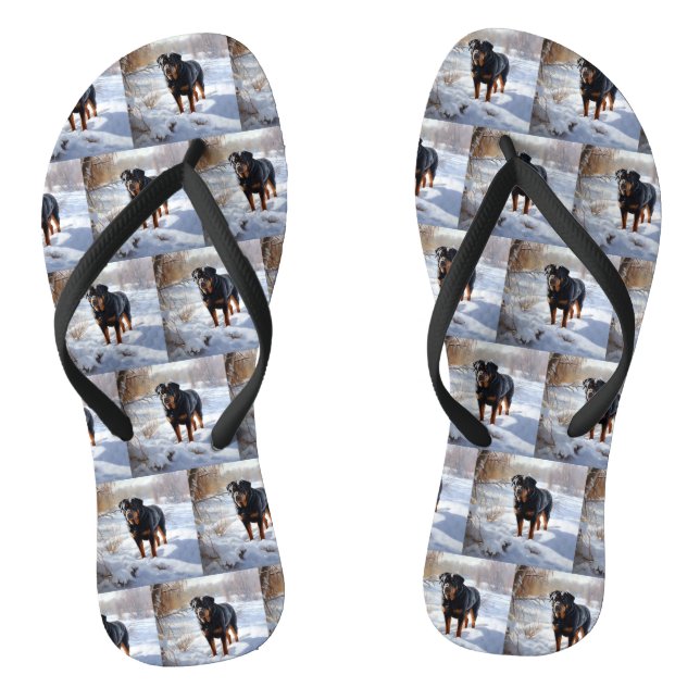Rottweiler lässt es Weihnachten schneien Flip Flops (Fußbett)