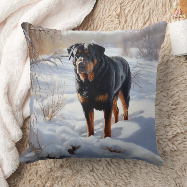 Rottweiler lässt es Weihnachten schneien Kissen (Decke)
