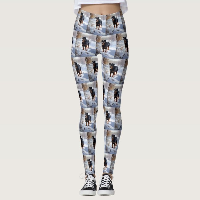 Rottweiler lässt es Weihnachten schneien Leggings (Vorderseite)