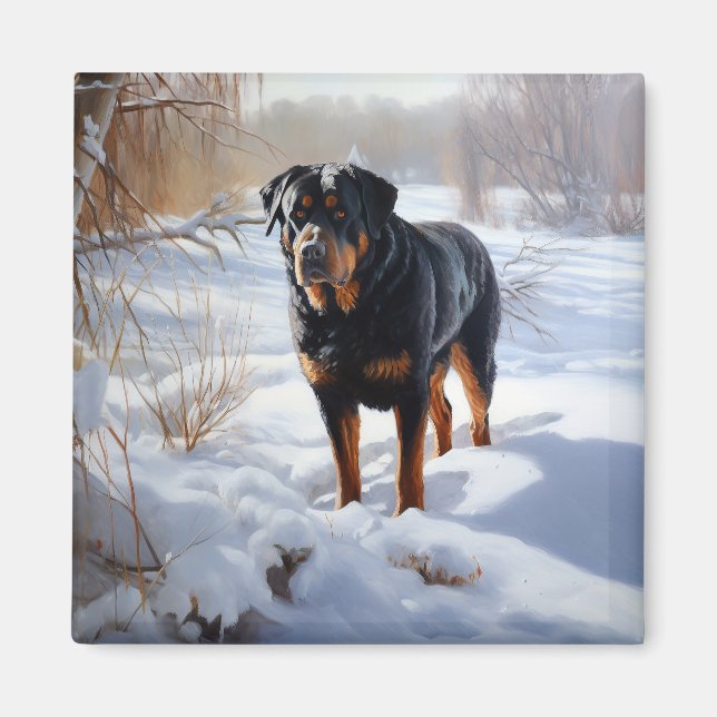 Rottweiler lässt es Weihnachten schneien Magnet (Vorne)