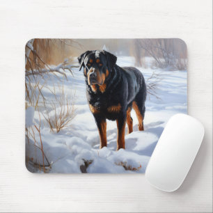 Rottweiler lässt es Weihnachten schneien Mousepad