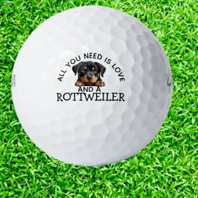 Rottweiler Loving Golfer Golfball (Show your love for Rottweilers on the golf course with these unique golfer golf balls.)