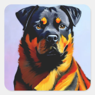 Rottweiler-Malerei Quadratischer Aufkleber