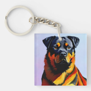Rottweiler-Malerei Schlüsselanhänger