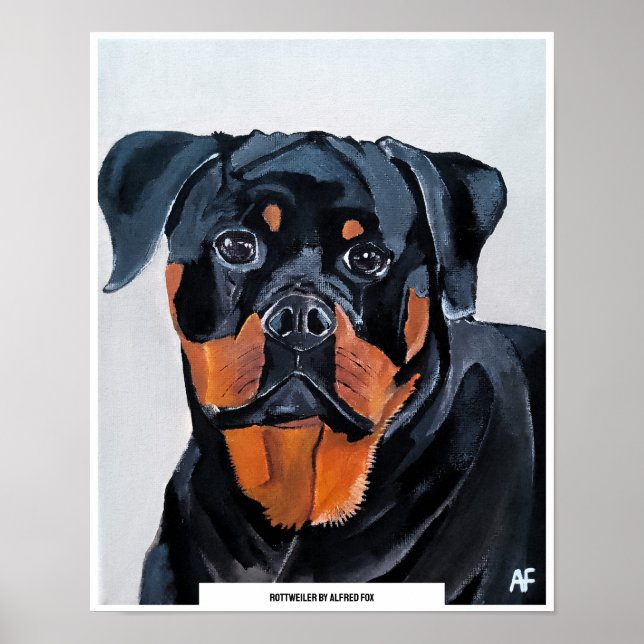 Rottweiler-Malerei von Alfred Fox Poster (Vorne)