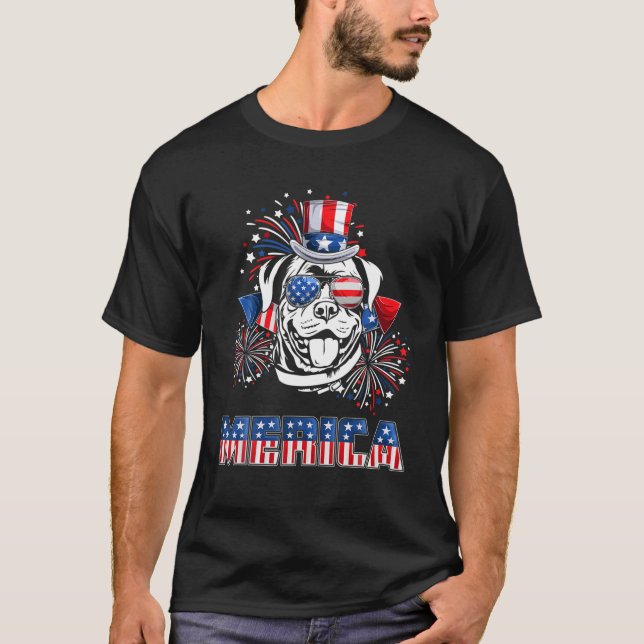 Rottweiler Merica Feuerwerk 4. Juli Männer Jungen  T-Shirt (Vorderseite)
