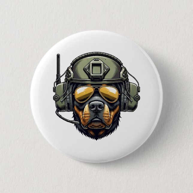 Rottweiler Militärdesign Button (Vorderseite)