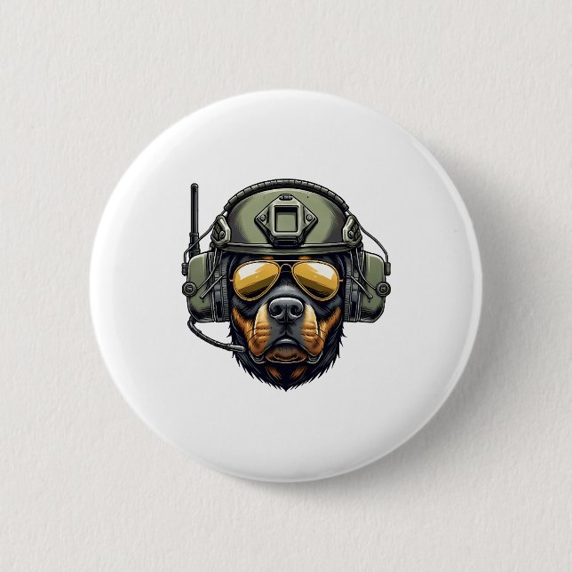 Rottweiler Militärdesign Button (Vorderseite)