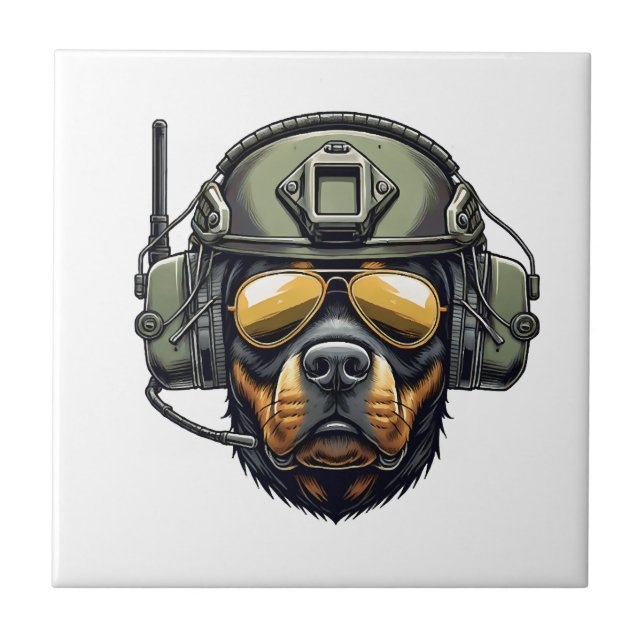 Rottweiler Militärdesign Fliese (Vorderseite)