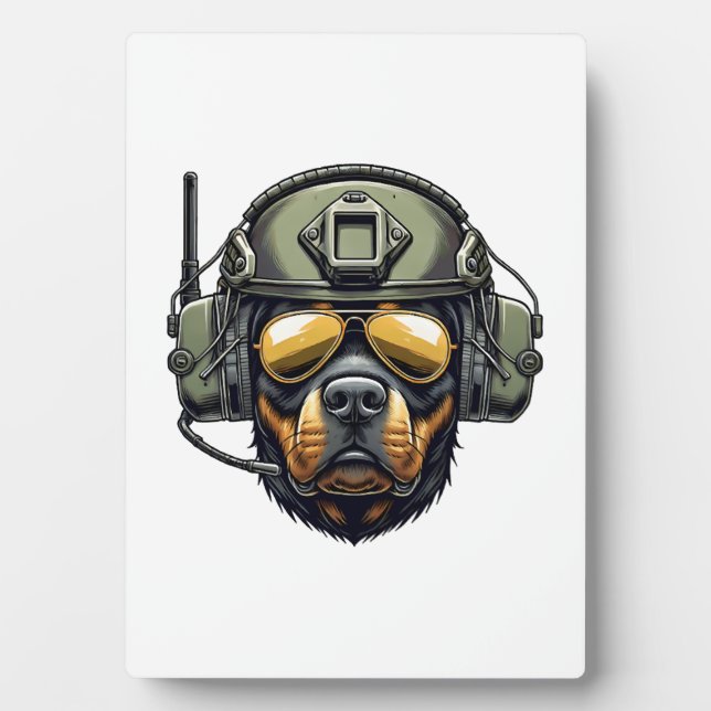 Rottweiler Militärdesign Fotoplatte (Vorderseite)