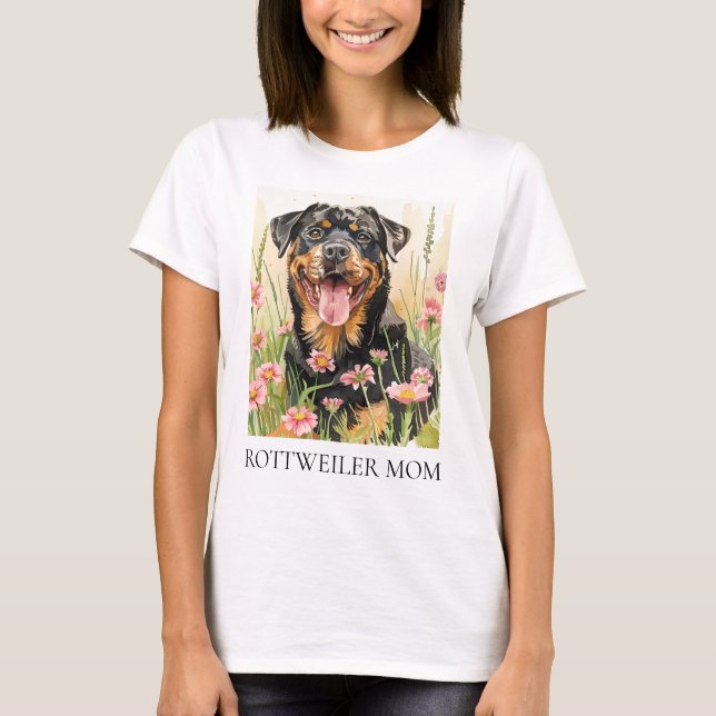 Rottweiler Mom T-Shirt – Watercolor Dog Gift (Vorderseite)