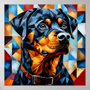 🐾 Rottweiler-Mosaikkunst Hunde-Wanddekoration Sta Poster