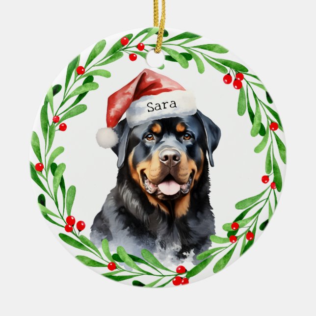 Rottweiler - Name der Personalisierten Monogramm Keramik Ornament (Vorne)