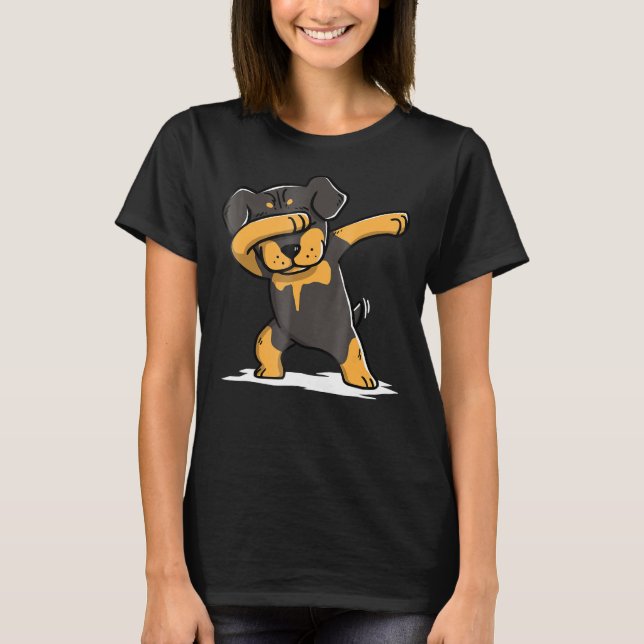Rottweiler Niedlich Dabbing Dab Dance T-Shirt (Vorderseite)