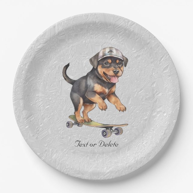 Rottweiler-Papierplatte Pappteller (Vorderseite)