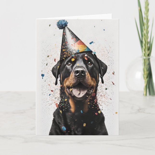 Rottweiler Party Grußkarte Dankeskarte (Vorderseite)