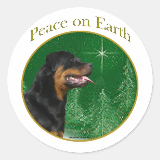 Rottweiler Peace Runder Aufkleber (Vorderseite)