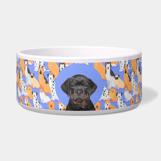 Rottweiler Personalisiertes Foto & Name Hundeschal Napf (Vorderseite)