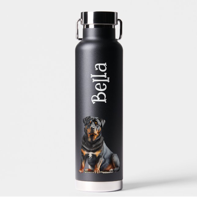 Rottweiler personalize Dog's Name, Niedlich Rottie Trinkflasche (Vorne)