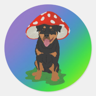 Rottweiler-Pilzfeder Runder Aufkleber