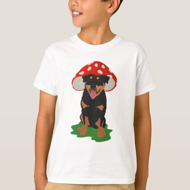 Rottweiler-Pilzfeder T-Shirt (Vorderseite)