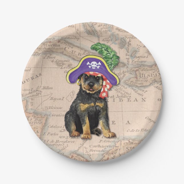 Rottweiler Pirate Pappteller (Vorderseite)