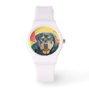 Rottweiler Portrait Digital Painting Armbanduhr