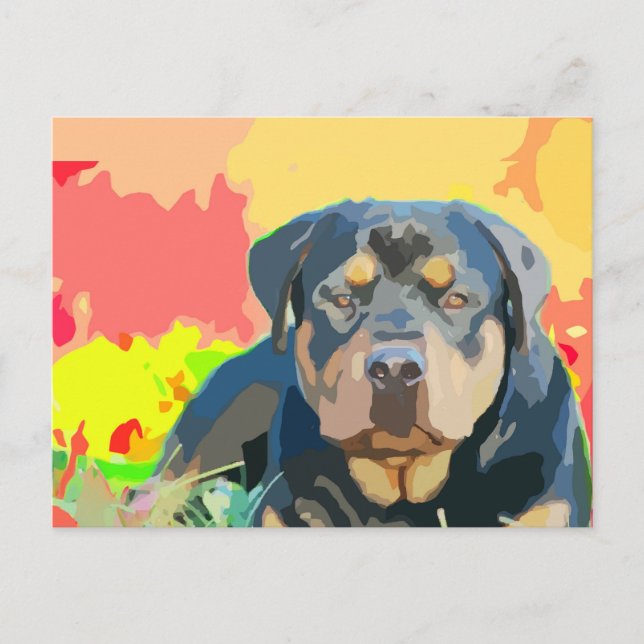 Rottweiler Portrait Painting Postkarte (Vorderseite)