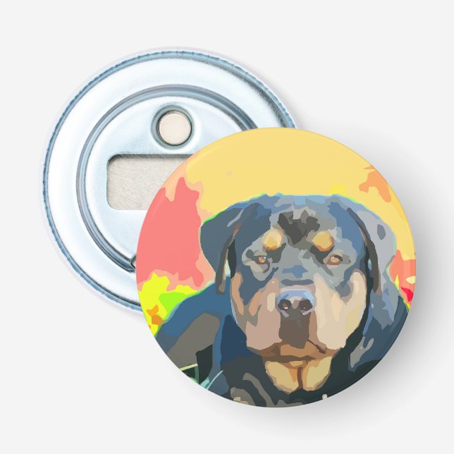 Rottweiler Porträt-Digital-Malerei Flaschenöffner (Vorderseite)