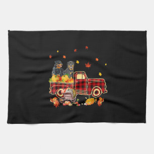 Rottweiler Pumpkin Truck Fall Leaf Erntedank Geschirrtuch