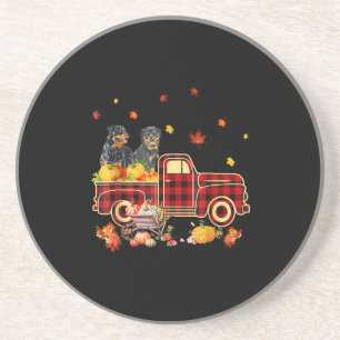 Rottweiler Pumpkin Truck Fall Leaf Erntedank Getränkeuntersetzer