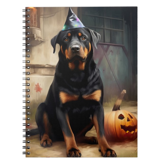 Rottweiler Pumpkins Halloween Beängstigend Notizblock (Vorderseite)