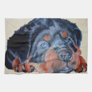 Rottweiler Puppy Artistic Pet Portrait Küchentuch