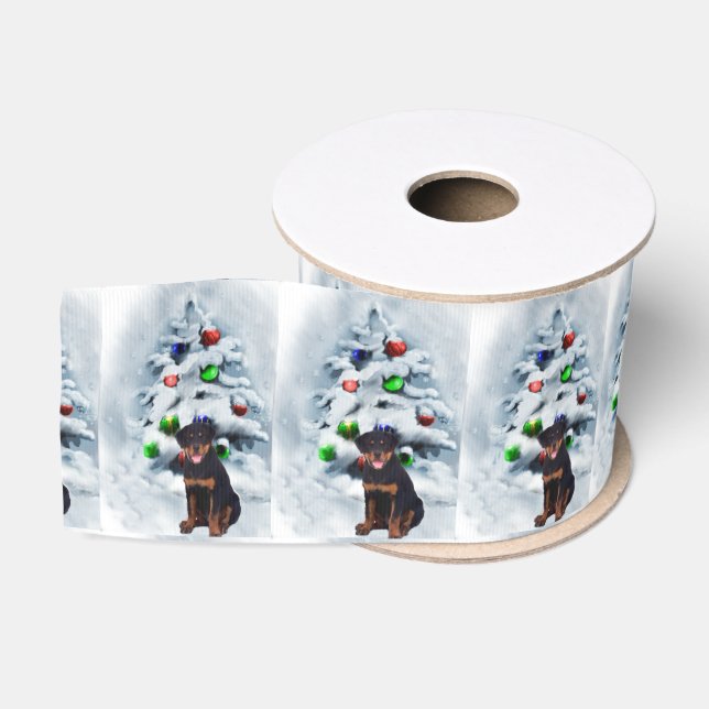 Rottweiler Puppy Christmas Ripsband (Spule)