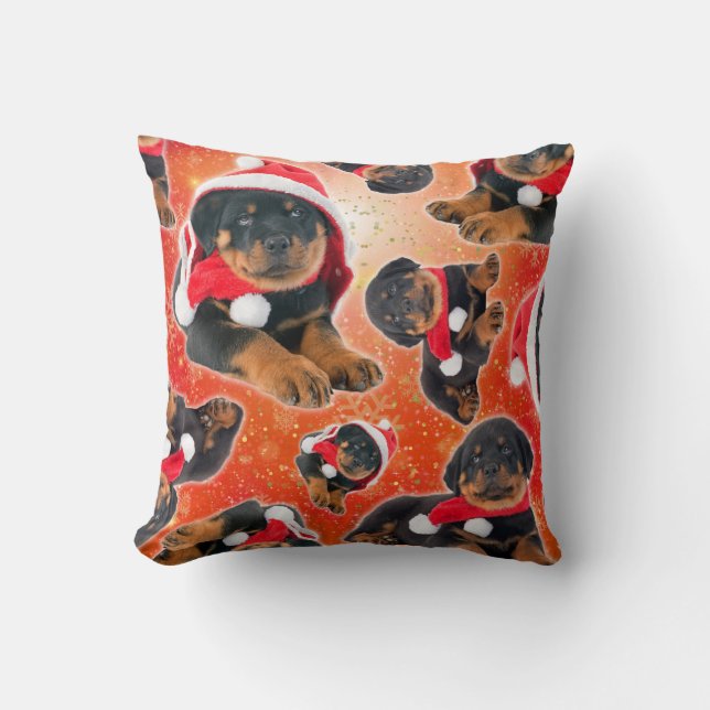 Rottweiler Puppy Funny Christmas Kissen (Vorderseite)