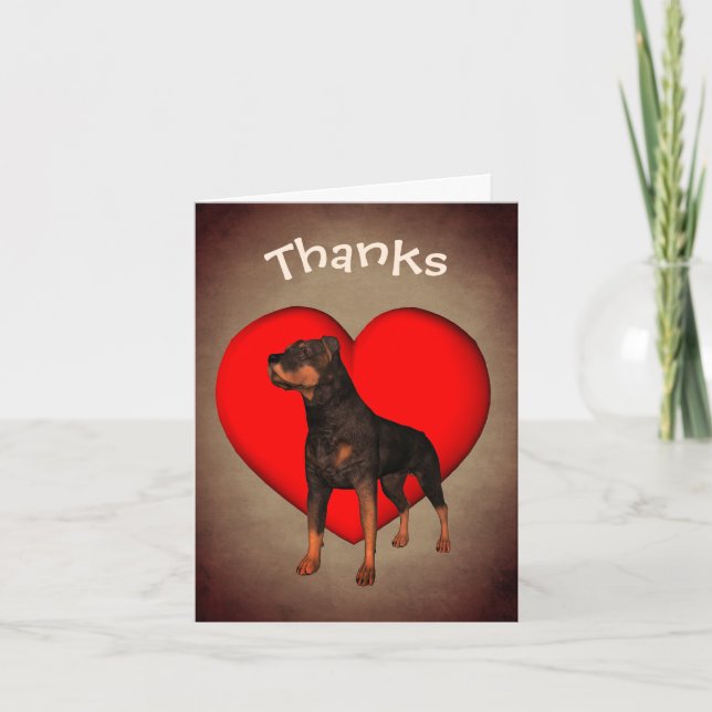 Rottweiler Red Heart Dog Danke Karte (Vorderseite)