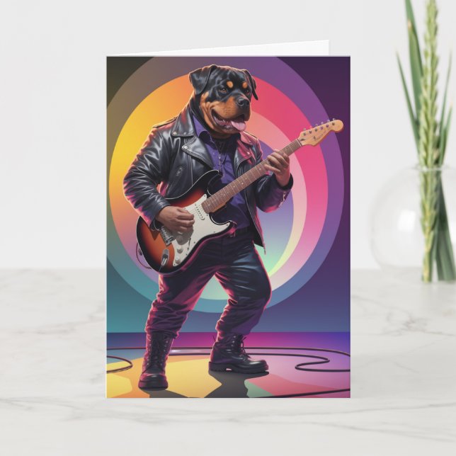 Rottweiler Rock Star Karte (Vorderseite)