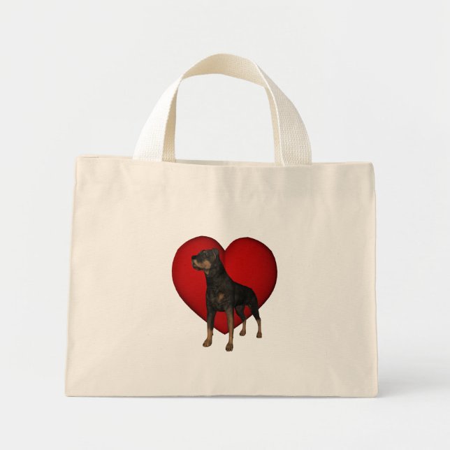 Rottweiler Rotes Herz Hund Tote Tasche (Vorne)