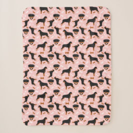 Rottweiler Rottie Dog Muster Pink Sherpa Blanket Sherpadecke