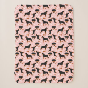 Rottweiler Rottie Dog Muster Pink Sherpa Blanket Sherpadecke