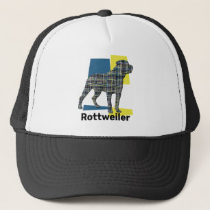 Rottweiler / Rottie Hund Silhouette Tricolor Grid Truckerkappe