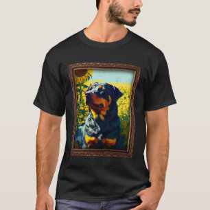 Rottweiler Rottie Malerei Sonnenblumen Blume Mama T-Shirt