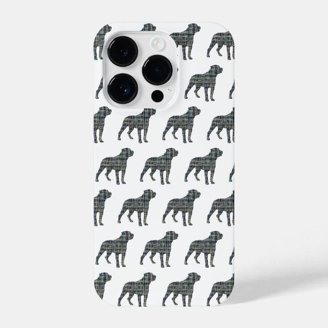 Rottweiler Rottie Niedlich Hunde Silhouette Raster iPhone 14 Pro Hülle (Rückseite)