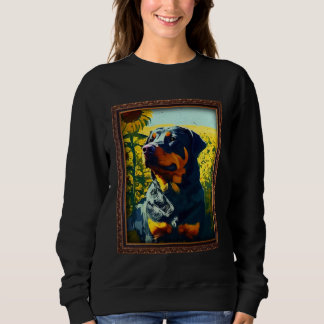 Rottweiler Rottie Painting Sunflower Flower Mom Wo Sweatshirt
