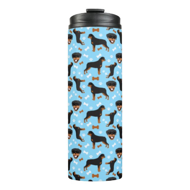 Rottweiler Rottie Pattern Pawprint Thermosbecher (Vorderseite)