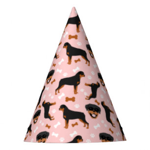 Rottweiler Rottie Pink Girl Pawprint Muster Partyhütchen