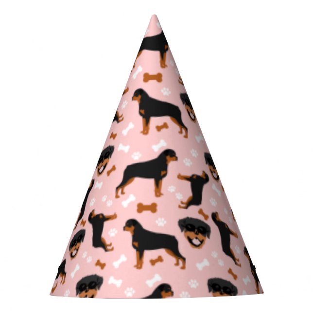 Rottweiler Rottie Pink Girl Pawprint Muster Partyhütchen (Vorderseite)