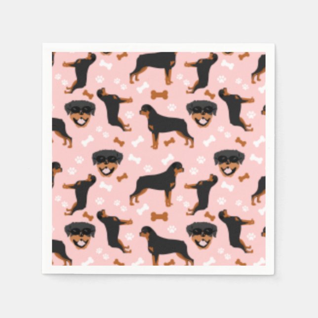 Rottweiler Rotties Dog Pattern Napkins Serviette (Vorderseite)