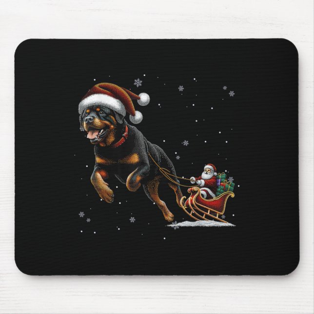 Rottweiler Santa Christmas Tree Lights Ugly Pajama Mousepad (Vorne)