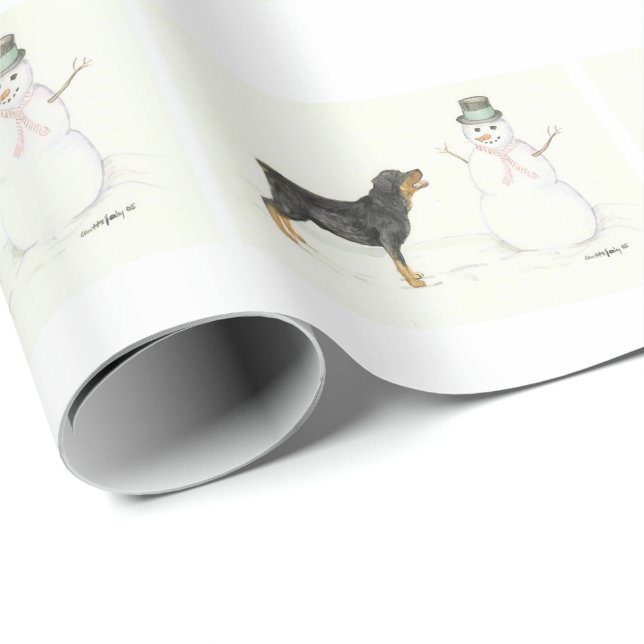 Rottweiler Schneemann-HundArtChristmas Packpapier (Rolleneckpunkt)